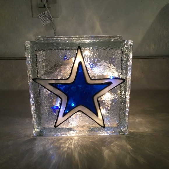 New, DALLAS COWBOYS light up glass block hand painted. - Picture 1 of 5
